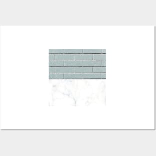 Teal brick marble Posters and Art